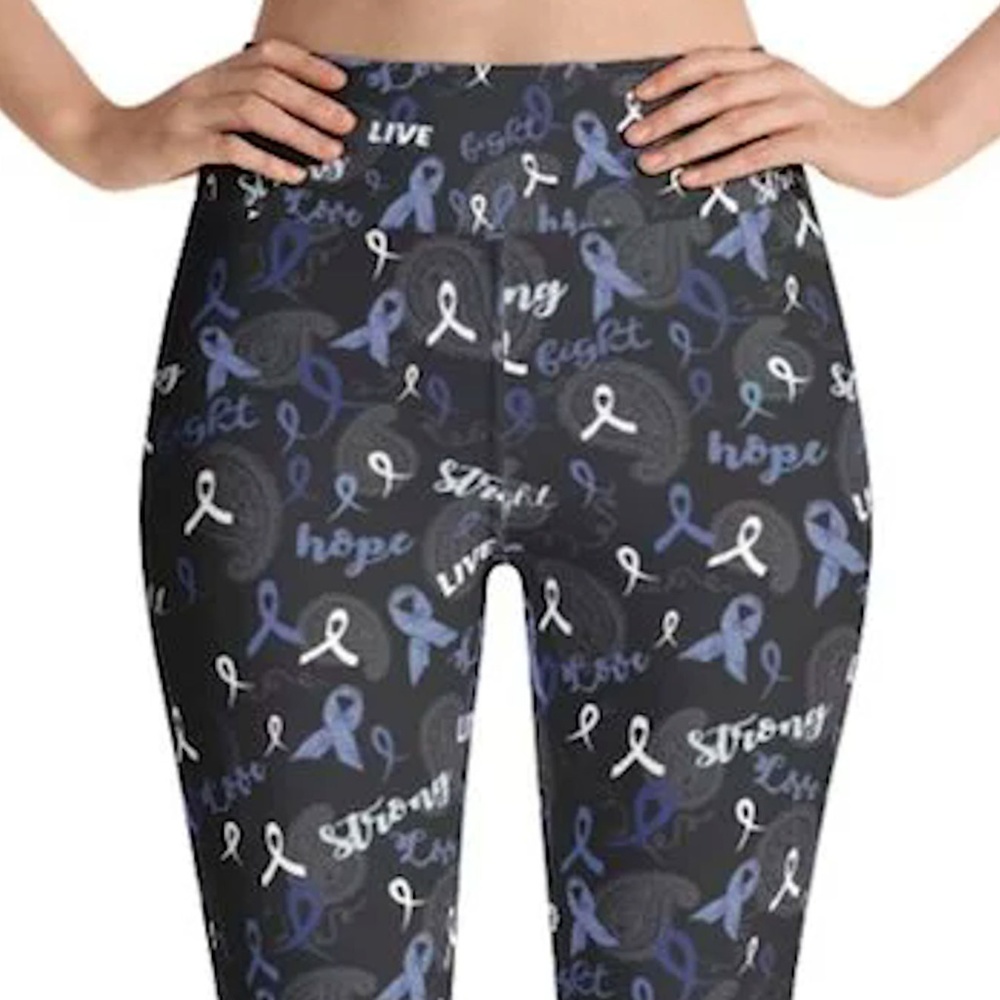 5/$25 PLUS CANCER RIBBON HOPE AWARENESS CAPRI LEGGINGS